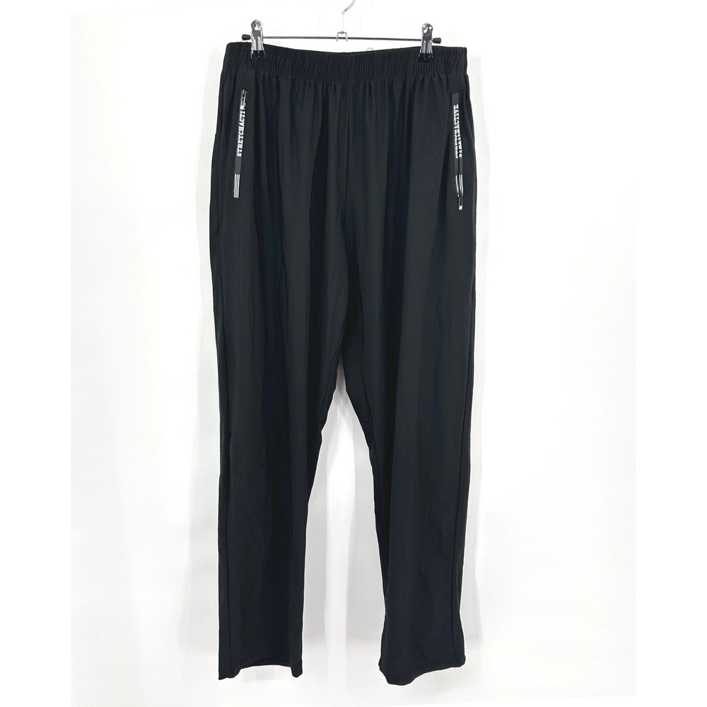 Black Athletic Jogger Pants 2XL Zip Pockets Stretch Gorpcore Active‎